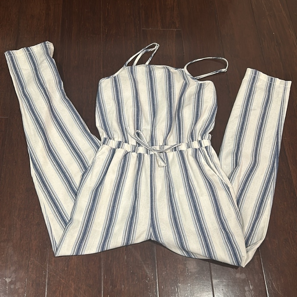 Ci Sono Pants Romper Jumper, Stripped Pants Jumper Romper, Pockets, Lightweight
